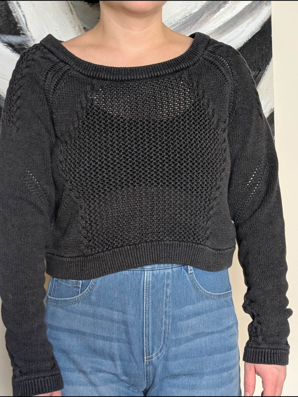 Lululemon Be Present Cropped Pullover Sweater featuring a textured knit pattern.